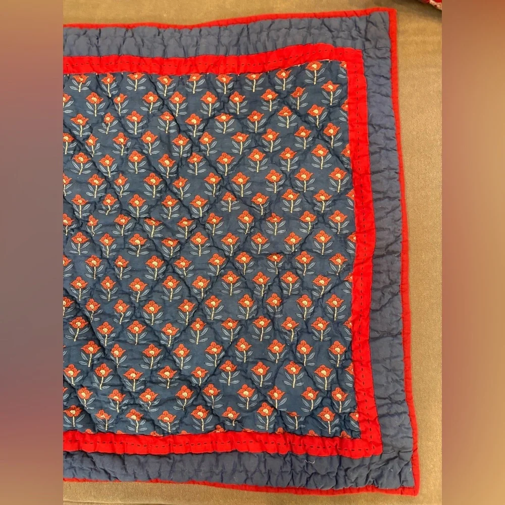 The Company Store Quilted Blue & Red Sham Covers Square & Rectangle
